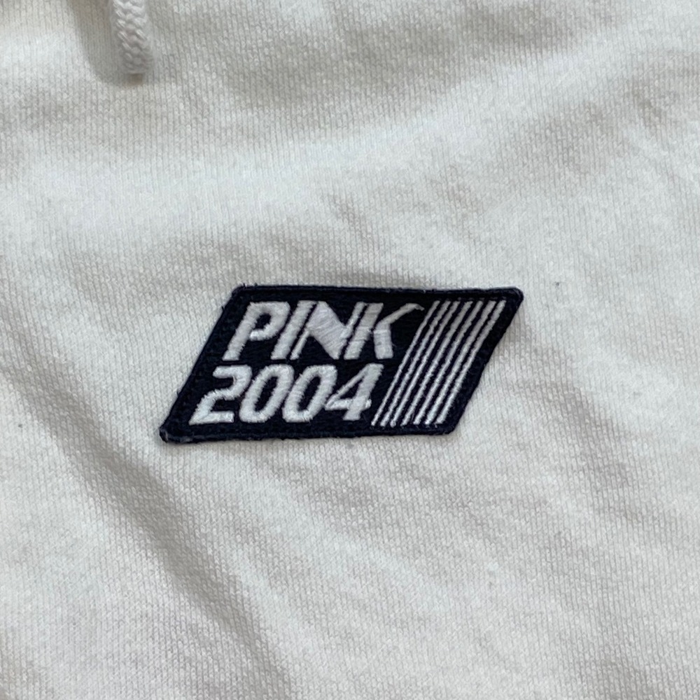 Victoria Secret PINK Zip Hoodie Sz M Womens White‎ Y2K Graphic Logo Sweatshirt - Picture 3 of 14